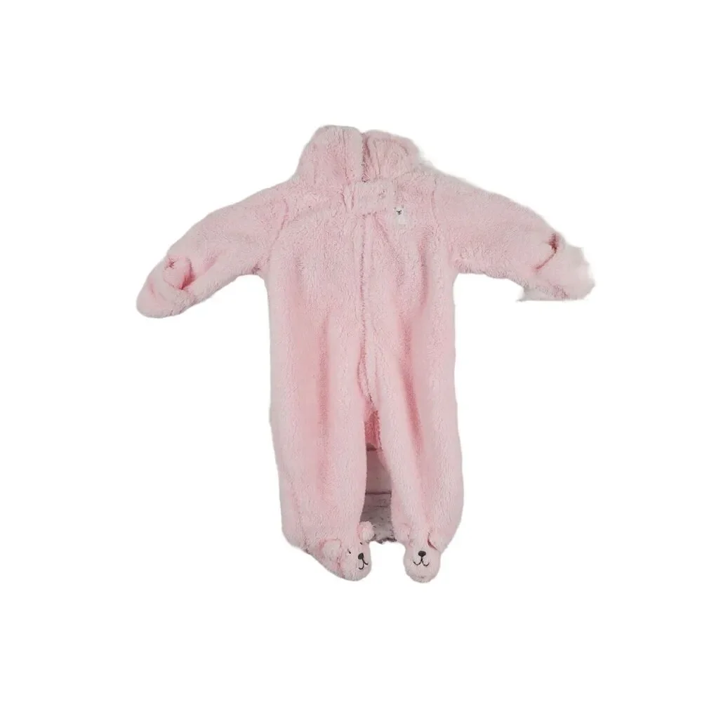 Carters One Piece Fleece Infant 3 Months Pink Hooded Long Sleeve Warm‎